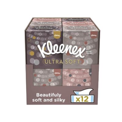 Kleenex Ultra Soft Facial Tissues – Pack of 12 Cube Tissue Boxes