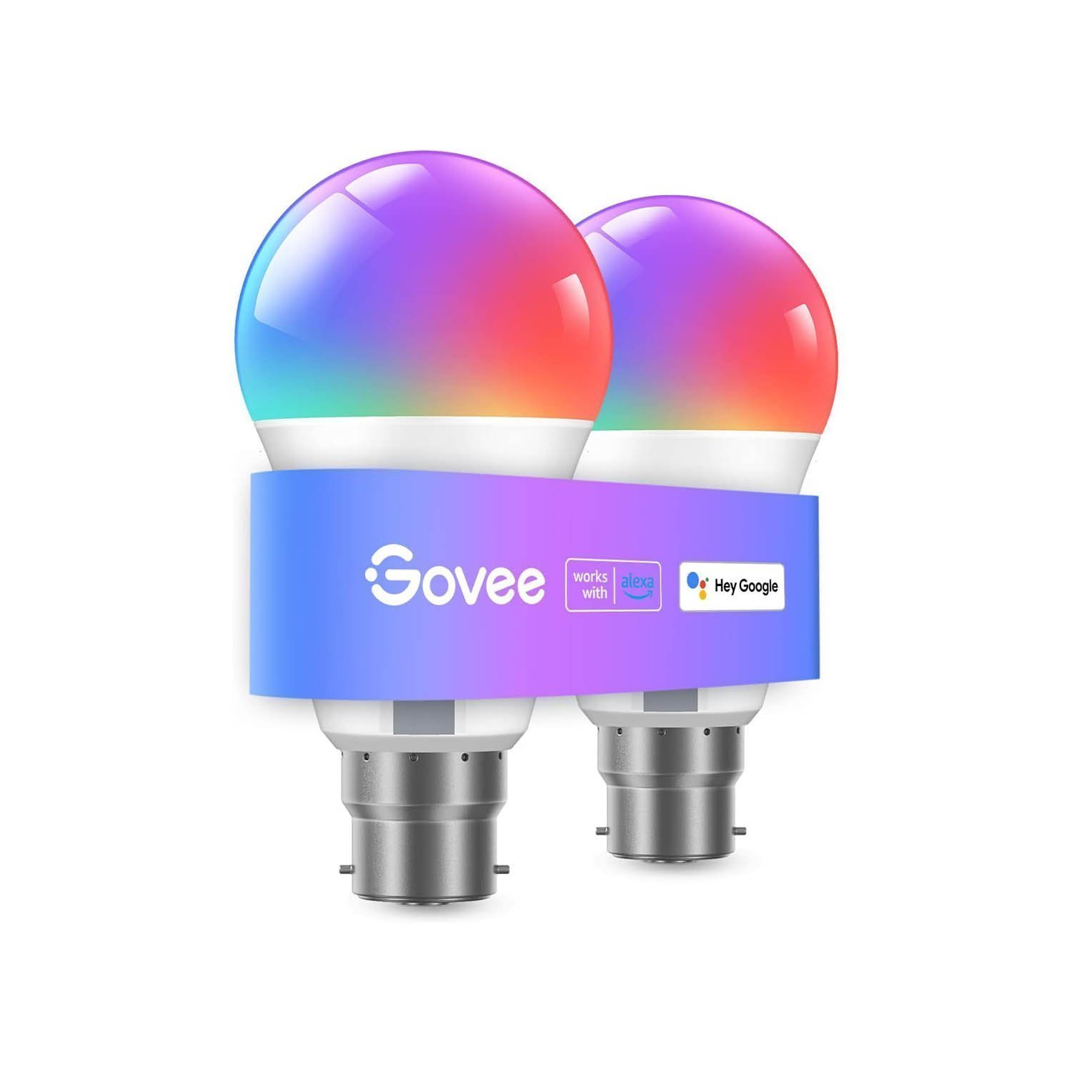 Govee RGBWW Smart Bulb, WiFi Alexa Light Bulbs B22, 54 Dynamic Scenes, 800LM, Music Sync, DIY 16 Million Color, Work with Alexa