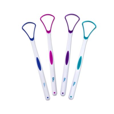 4 Tongue Scraper Cleaner ~ Soft & Gentle Silicone Head (1 of Each Colour)