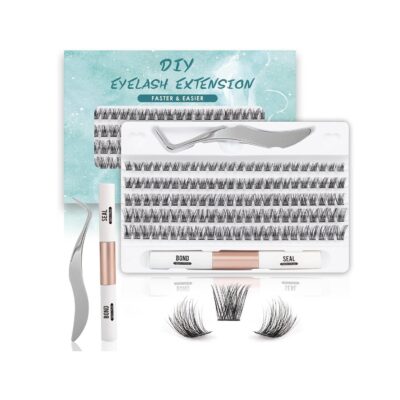 SISILILY Lash Extension Kit-Individual Lashes with Bond and Seal-120 Lash, Tweezers C D Curl 10/12/14/15/16mm（DM17-mix)