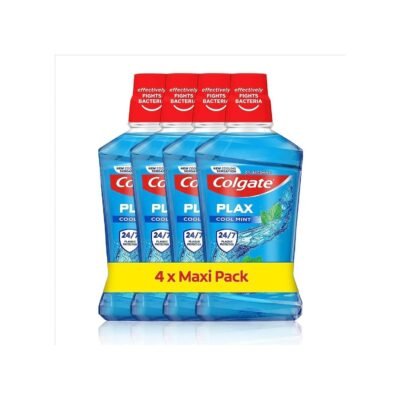 Colgate Plax Mouthwash, Cool Mint Mouthwash, 4 Pack, 500ml Bottles
