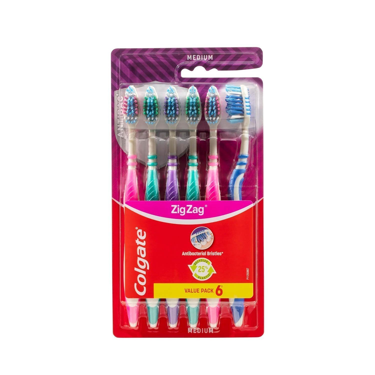 Colgate Zig Zag Toothbrush with Cross bristles to Reach deep Between Teeth 6pack