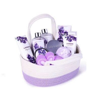 BODY & EARTH Spa Gift Set for Women – Gift Basket 11 Pcs Lavender Bath Set for Women