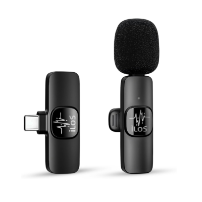 ILOS Wireless Lavalier Microphone for Android Clip-On Mic, Noise Reduction, 65ft Range, 8H Battery, Bluetooth, Plug & Play – Ideal for Vlogging, YouTube, Podcasts, Interviews