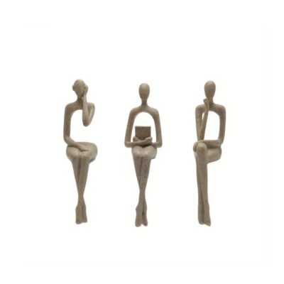3pcs Modern Abstract Figurine Set – Resin Sculptures for Living Room Decor