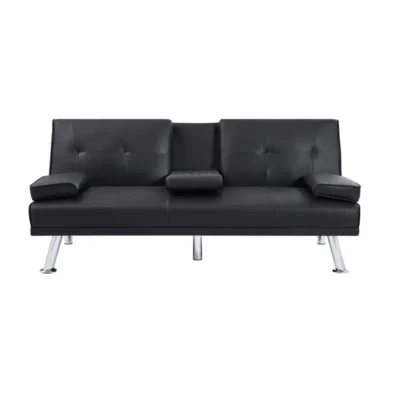 Foldable sofa bed with coffee cup holder