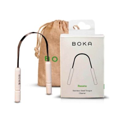 Boka Tongue Scraper for Adults & Kids with Case – Stainless Steel Tongue Cleaner w/Linen Travel Pouch, Pack of 1