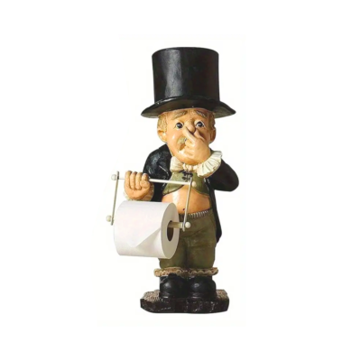 Charming Toilet Butler Figurine – Resin Bathroom Tissue Holder, Self-Adhesive Wall Mount, Cute Home Decor Accessory, Christmas/Halloween Gift Decoration