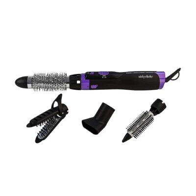 Nicky Clarke 1000W 4-in-1 Frizz Control Ionic Hot Air Brush Volumising Hair Styler, 2 Heat / Speeds & Cool Shot – NHA046