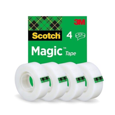 Scotch Magic Tape, 4 Rolls , 19 mm x 33 m – General Purpose Sticky Tape for Document Repair, Labelling & Sealing