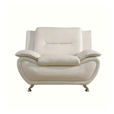Stylish White Faux Leather 1-Seat Living Room Sofa