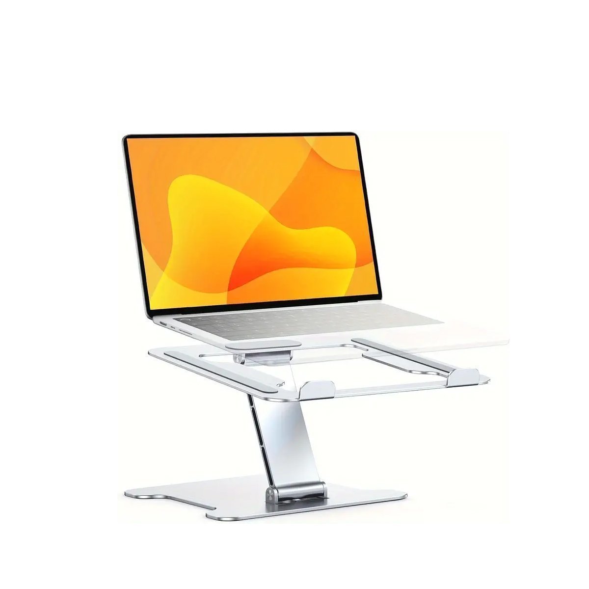1pc Foldable Laptop Stand, Silvery Aluminum Ergonomic Laptop Holder For 10-16 Inch (25.4-40.6cm) Laptops