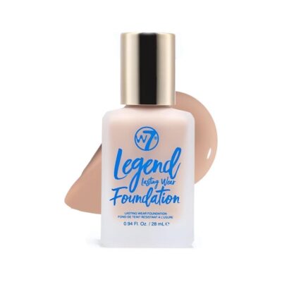 W7 Legend Foundation – Creamy Liquid Foundation for Poreless, Semi-Matte Medium Coverage – 28ml (Natural Beige)