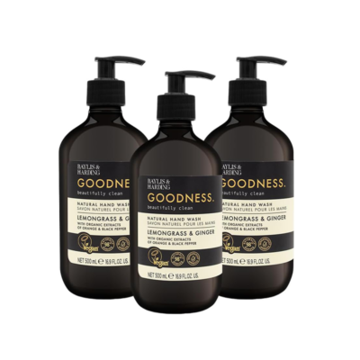 Baylis & Harding Goodness Lemongrass & Ginger Hand Wash, 500 ml (Pack of 3) – Vegan Friendly