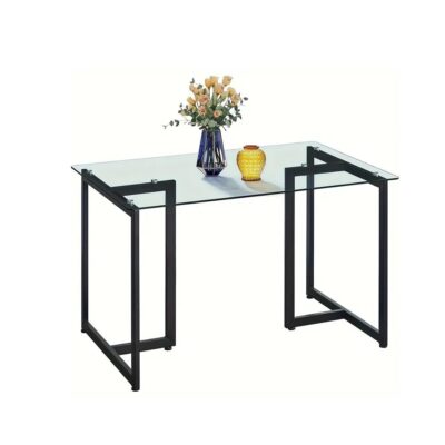 FurnitureR Tempered Glass Dining 55 Inches Dinner Table For 4-6 Persons