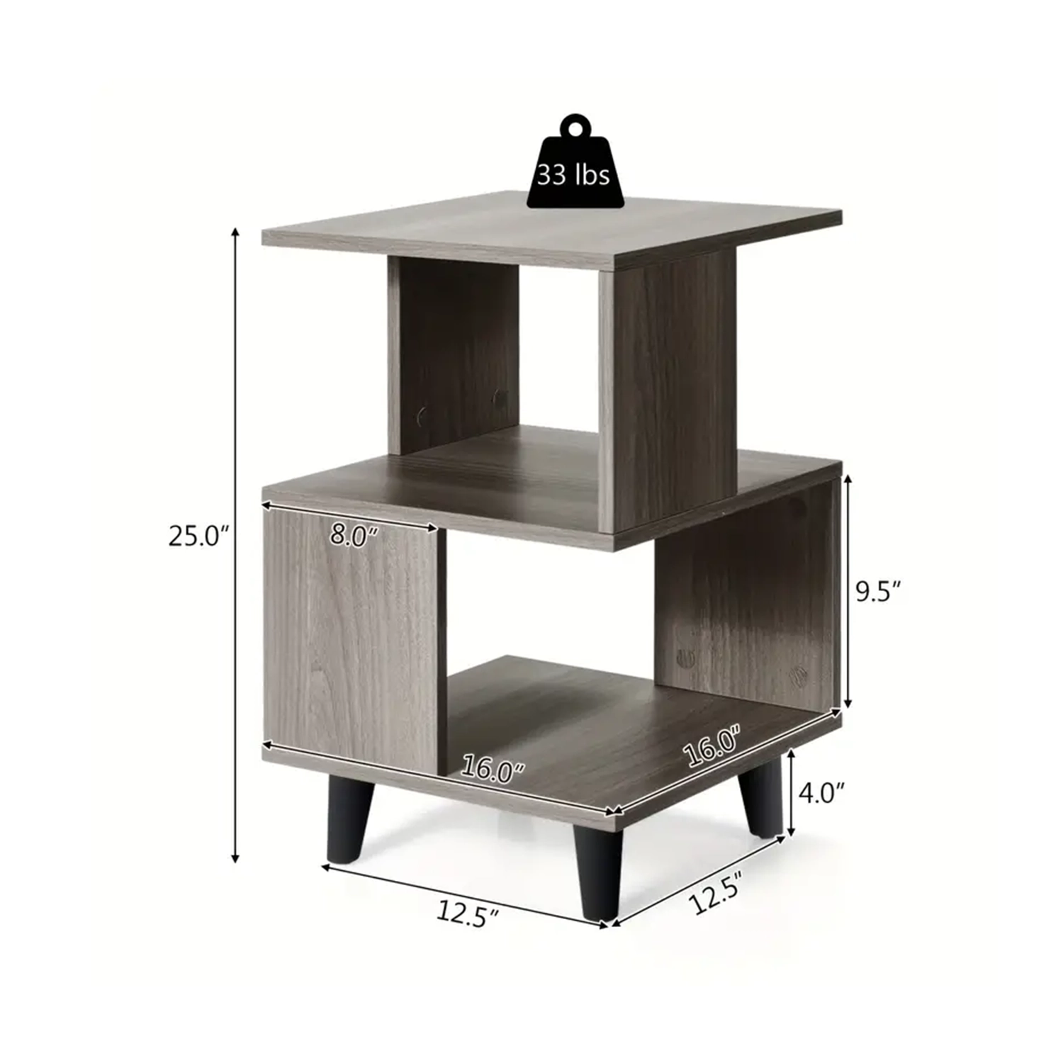 2pcs Nightstand Set, Modern Side End Table, Storage Shelf, Grey - Image 2