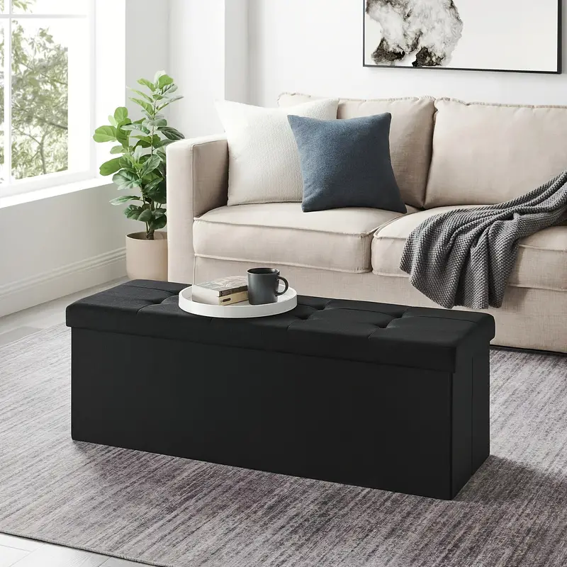 Folding Storage Ottoman Bench for Living Room and Bedroom, 15 x 43. 3 x 15. 7 Inches - Image 3