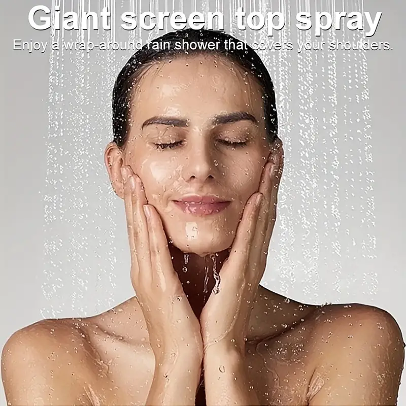 Shower Head, 12 Inch High Pressure Rainfall Shower Head/Handheld Shower Combo with 11 Inch Extension Arm, 9 Settings Adjustable Anti-leak Shower Head with Holder/Hose, Height/Angle Adjustable - Image 2