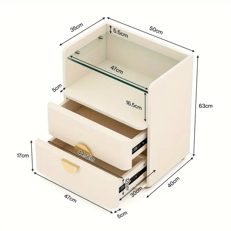 2-Drawer Modern Night Stand With Open Storage Space - Image 2