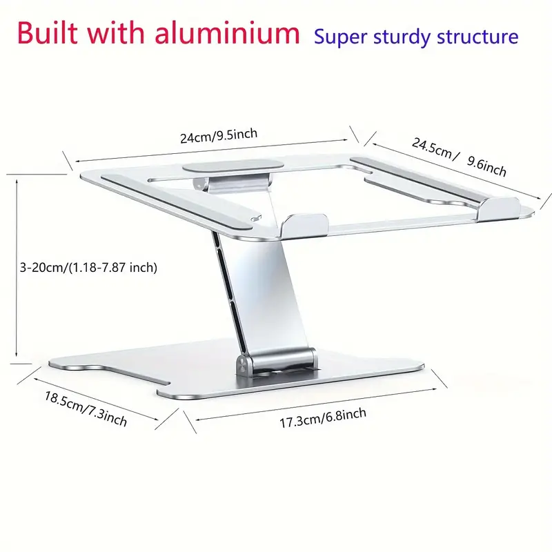 1pc Foldable Laptop Stand, Silvery Aluminum Ergonomic Laptop Holder For 10-16 Inch (25.4-40.6cm) Laptops - Image 2
