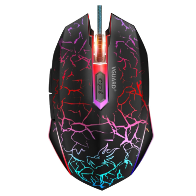 Gaming Mouse, Comfortable Wired USB Optical RGB Ergonomic Mice for PC Computer Laptop, 6 Programmable Buttons, 4 Adjustable Sensitivity, 7 Colors LED Backlight – Black