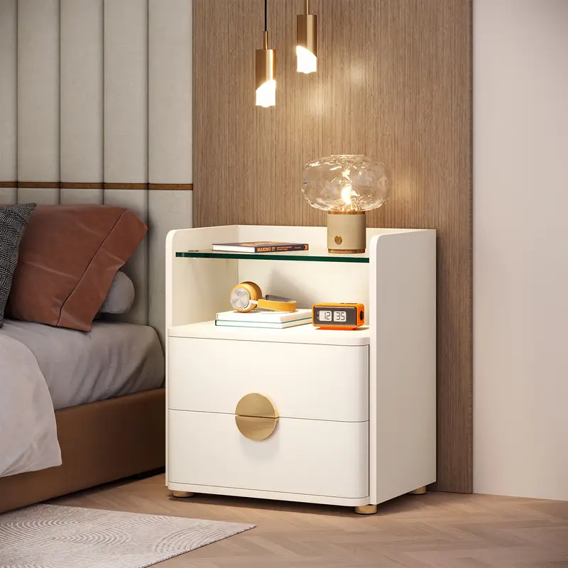 2-Drawer Modern Night Stand With Open Storage Space - Image 3