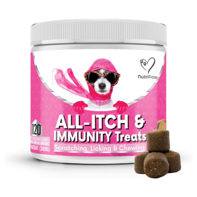 NutriPaw All-Itch Immunity Treats For Dogs – Perfect for Small, Medium & Large Dogs – Supports Seasonal Itching