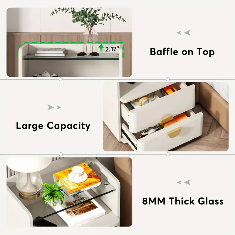 2-Drawer Modern Night Stand With Open Storage Space - Image 4