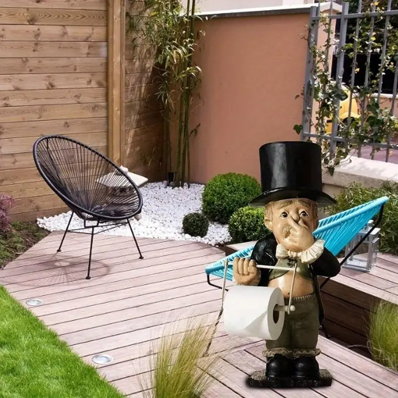 Charming Toilet Butler Figurine - Resin Bathroom Tissue Holder, Self-Adhesive Wall Mount, Cute Home Decor Accessory, Christmas/Halloween Gift Decoration - Image 4