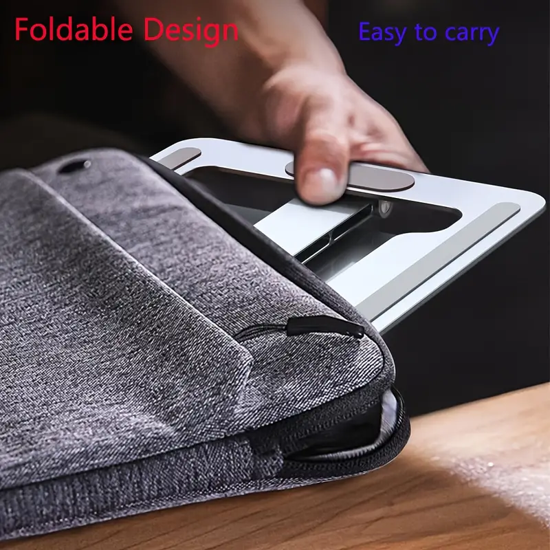 1pc Foldable Laptop Stand, Silvery Aluminum Ergonomic Laptop Holder For 10-16 Inch (25.4-40.6cm) Laptops - Image 4