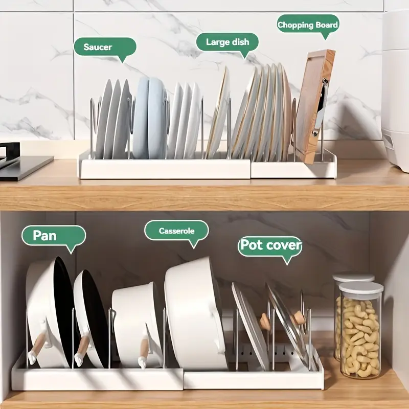 1pc Adjustable Multi-Purpose Pot Organizer Rack For Kitchen Cabinet For Easy Storage And Organization - Image 4