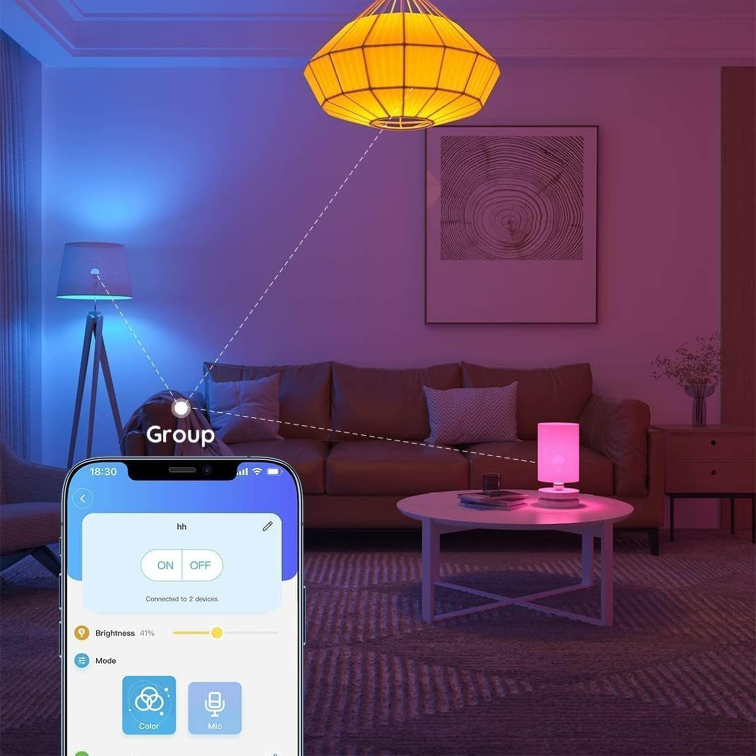 Govee RGBWW Smart Bulb, WiFi Alexa Light Bulbs B22, 54 Dynamic Scenes, 800LM, Music Sync, DIY 16 Million Color, Work with Alexa - Image 2