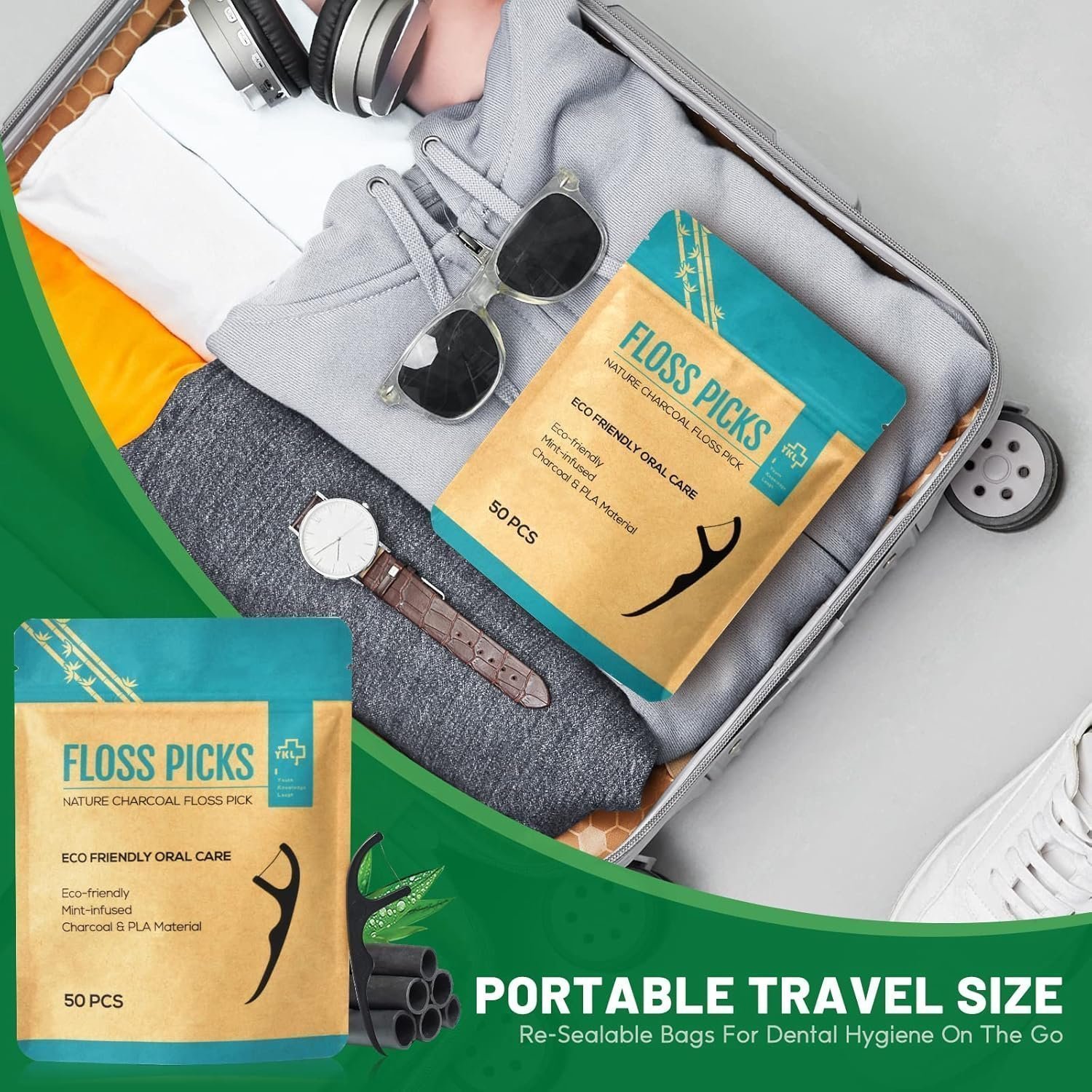 Dental Floss Sticks, Floss Picks, Dental Floss Toothpick Mint, Teeth Stick(50 Picks) - Image 5