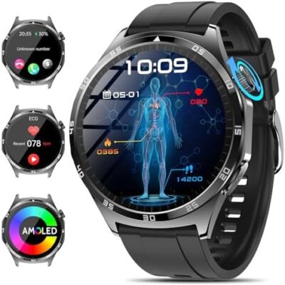 Marsyu Smartwatch with ECG,1.43″ AMOLED Screen Smart Watch for Men Answer/Make Calls,Sport Fitness Smartwatchs with Blood ρressure,Heart Rate,SPO2,Body Temperature,Sleep Monitor Watch,Black Amazon.co.uk: Electronics & Photo