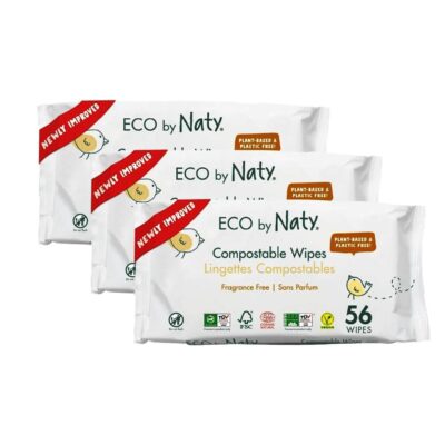 Eco by Naty Unscented Baby Wipes – Sensitive Skin (168 Count – 3 packs of 56)