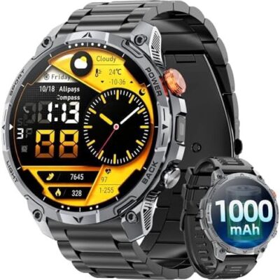 Military Smart Watches for Men,1.75″ Smartwatch with 100-Day Ultra-Long Battery/Flashlight,Fitness Watch for Heart Rate/Sleep/SpO2 /Calling/110+ Sports Mode Smart Watch for Android IOS 1000 mAh Amazon.co.uk: Electronics & Photo