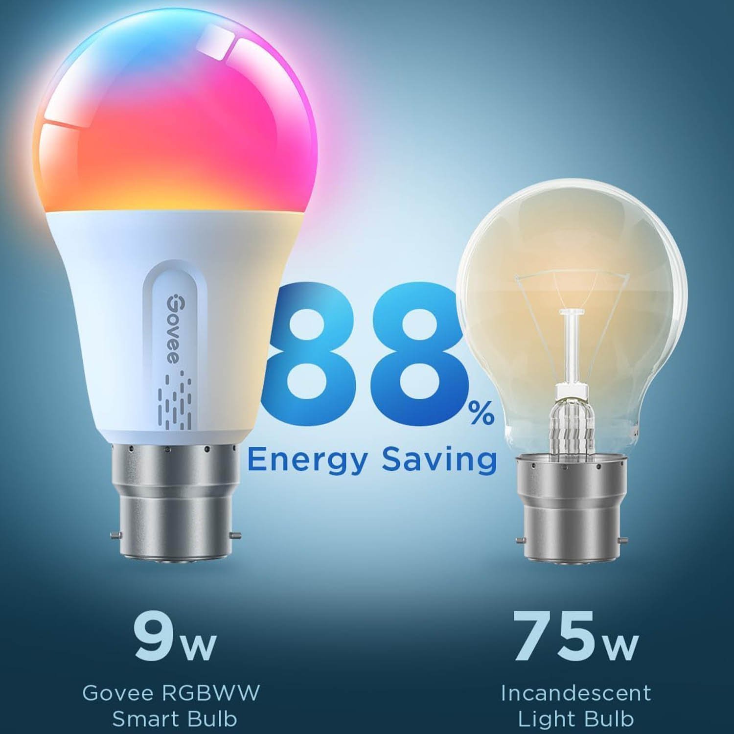 Govee RGBWW Smart Bulb, WiFi Alexa Light Bulbs B22, 54 Dynamic Scenes, 800LM, Music Sync, DIY 16 Million Color, Work with Alexa - Image 4