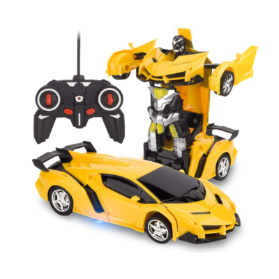 RAVSOOL Remote Control Transform Car, Rc Robot Rechargeable 360’Rotating Stunt 1:18 Deformation Racing Car Toy