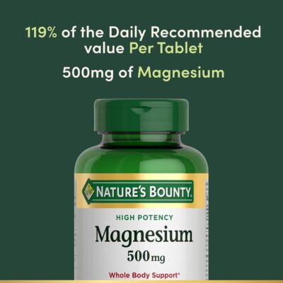 Nature’s Bounty Magnesium Supplements – Magnesium 500 Mg, 200 Count (Pack of 1)