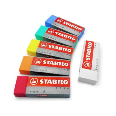 STABILO Legend & Legacy Plastic Rubber Eraser Mixed Set of 6 Erasers – One of Each Colour