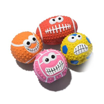 TONGKTAI Squeaky Dog Ball, [4 Pack] Latex Rubber Dog Squeak Toys, 2.7” Soft Bouncy Fetch Balls