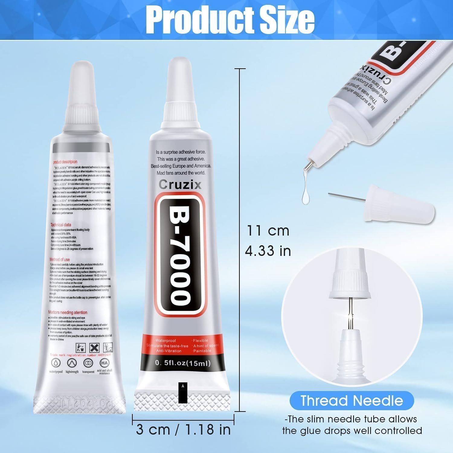 B-7000 Glue Clear for Rhinestone Crafts, Jewelry and Bead Adhesive B7000 - (4x15 ml/0.5 oz) - Image 5