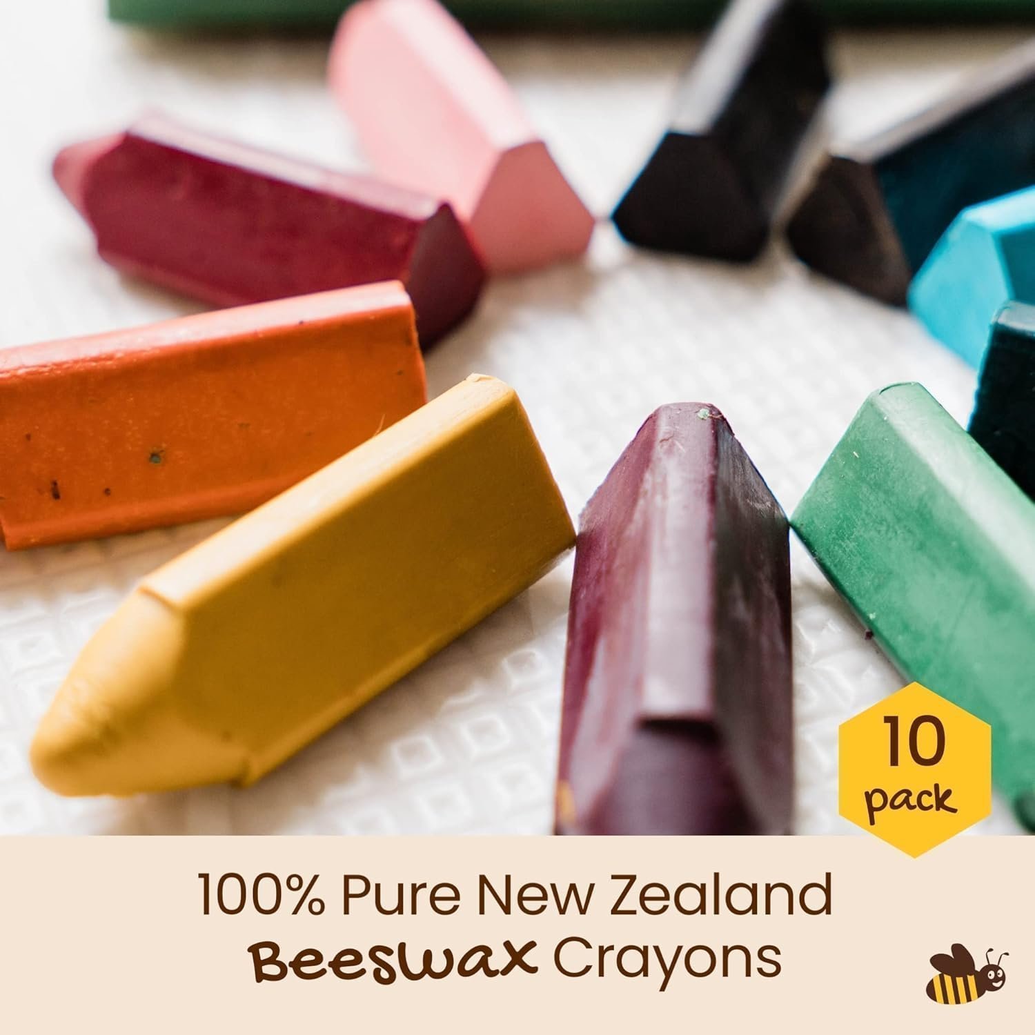 Honeysticks Triangular Crayons - 100% Pure Beeswax - Toddlers Ages 1-3, 2-4 - Handmade in New Zealand 10 Pack - Image 2