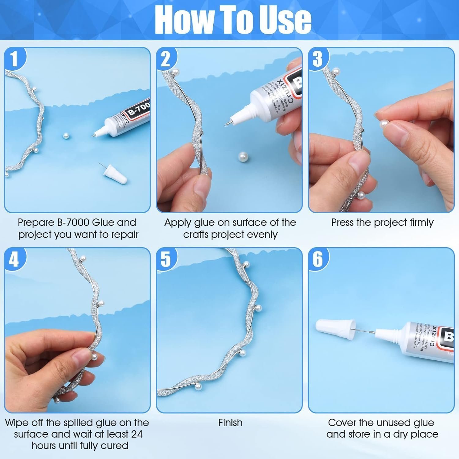 B-7000 Glue Clear for Rhinestone Crafts, Jewelry and Bead Adhesive B7000 - (4x15 ml/0.5 oz) - Image 7