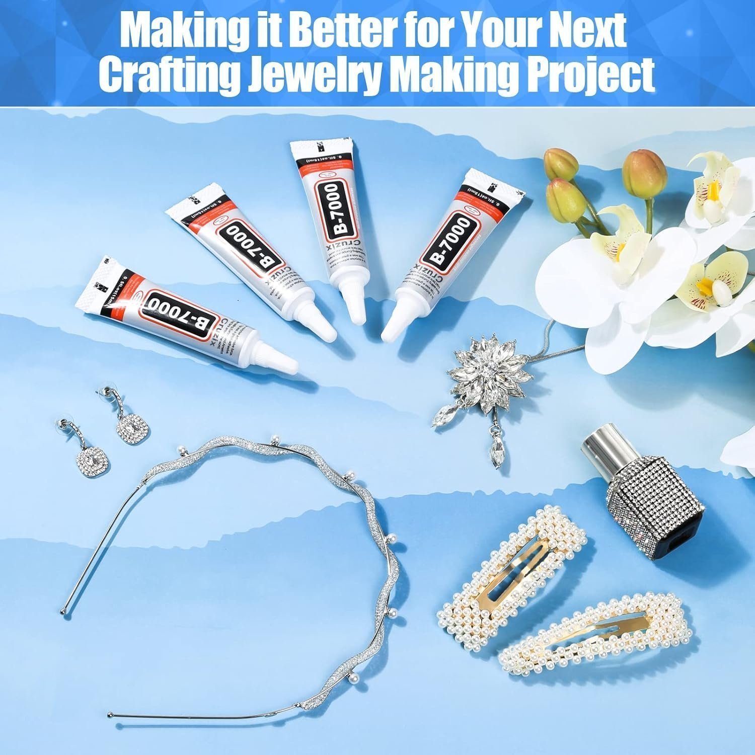 B-7000 Glue Clear for Rhinestone Crafts, Jewelry and Bead Adhesive B7000 - (4x15 ml/0.5 oz) - Image 6