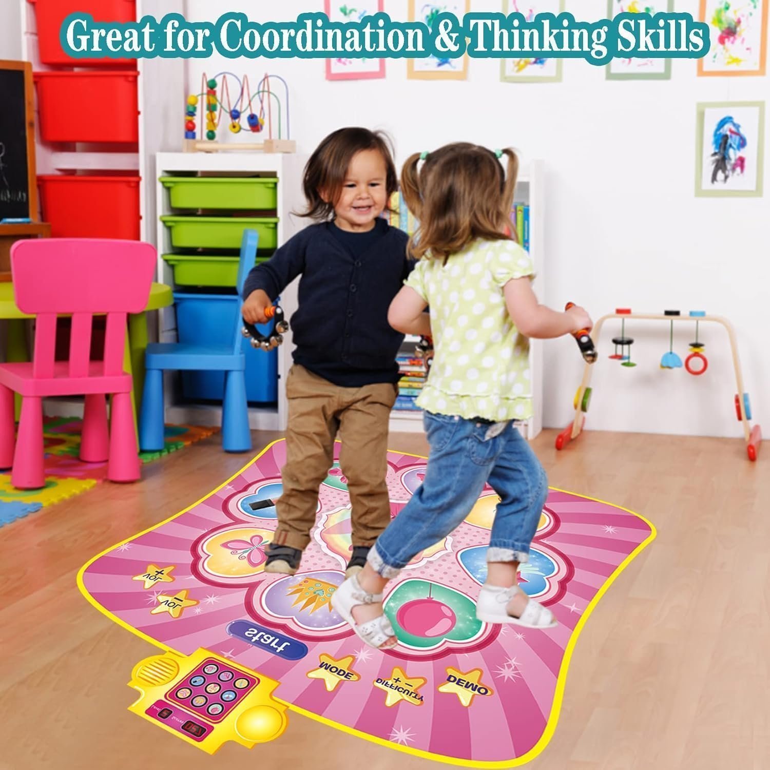 Dance Mat Girls Toys 3-9 - Light Up Dancing Pad with 8 Games Modes Gifts for 3-8 Year Old Girl Boys Kids Toys Age 3 4 5 6 7 8 9 Girl Christmas Birthday Gifts Ideas Pink - Image 3