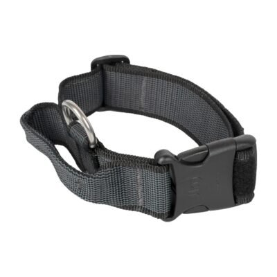 Julius-K9 Colour and Gray Fur Collar with Handle For Dog, Water resistant, 40 mm (38-53 cm), Black-Gray