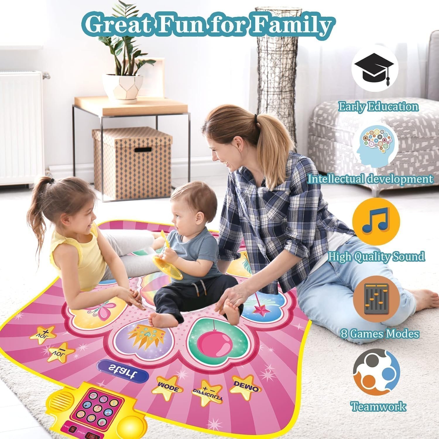 Dance Mat Girls Toys 3-9 - Light Up Dancing Pad with 8 Games Modes Gifts for 3-8 Year Old Girl Boys Kids Toys Age 3 4 5 6 7 8 9 Girl Christmas Birthday Gifts Ideas Pink - Image 5